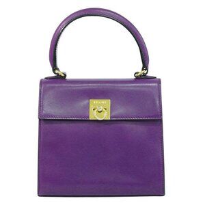 Celine Leather Handbag Purple Bag